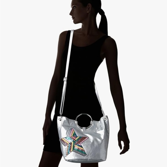 T-Shirt & Jeans Women's Ring Tote with Sequin Star Cross Body Handbag - Picture 6 of 8